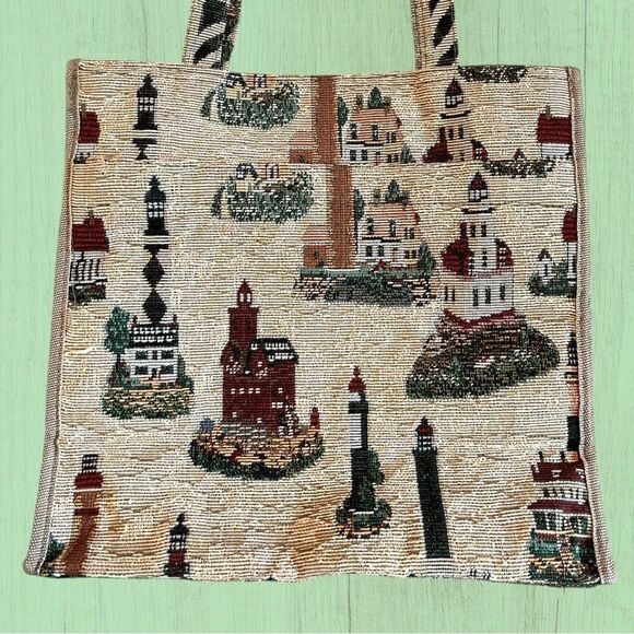 Vintage lighthouse tapestry shoulder bag matching change purse - Picture 4 of 9